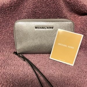 Michael Kors Silver Wristlet